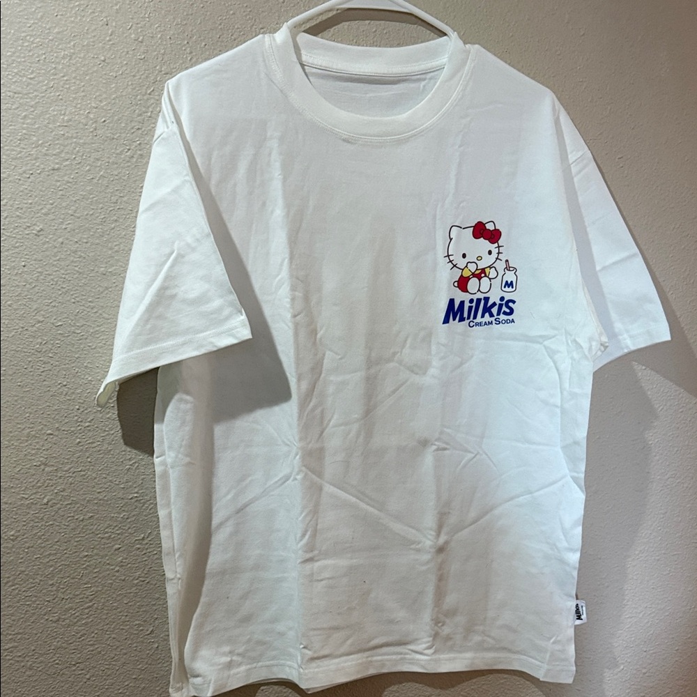 White Short Sleeve Tee with Hello Kitty Design